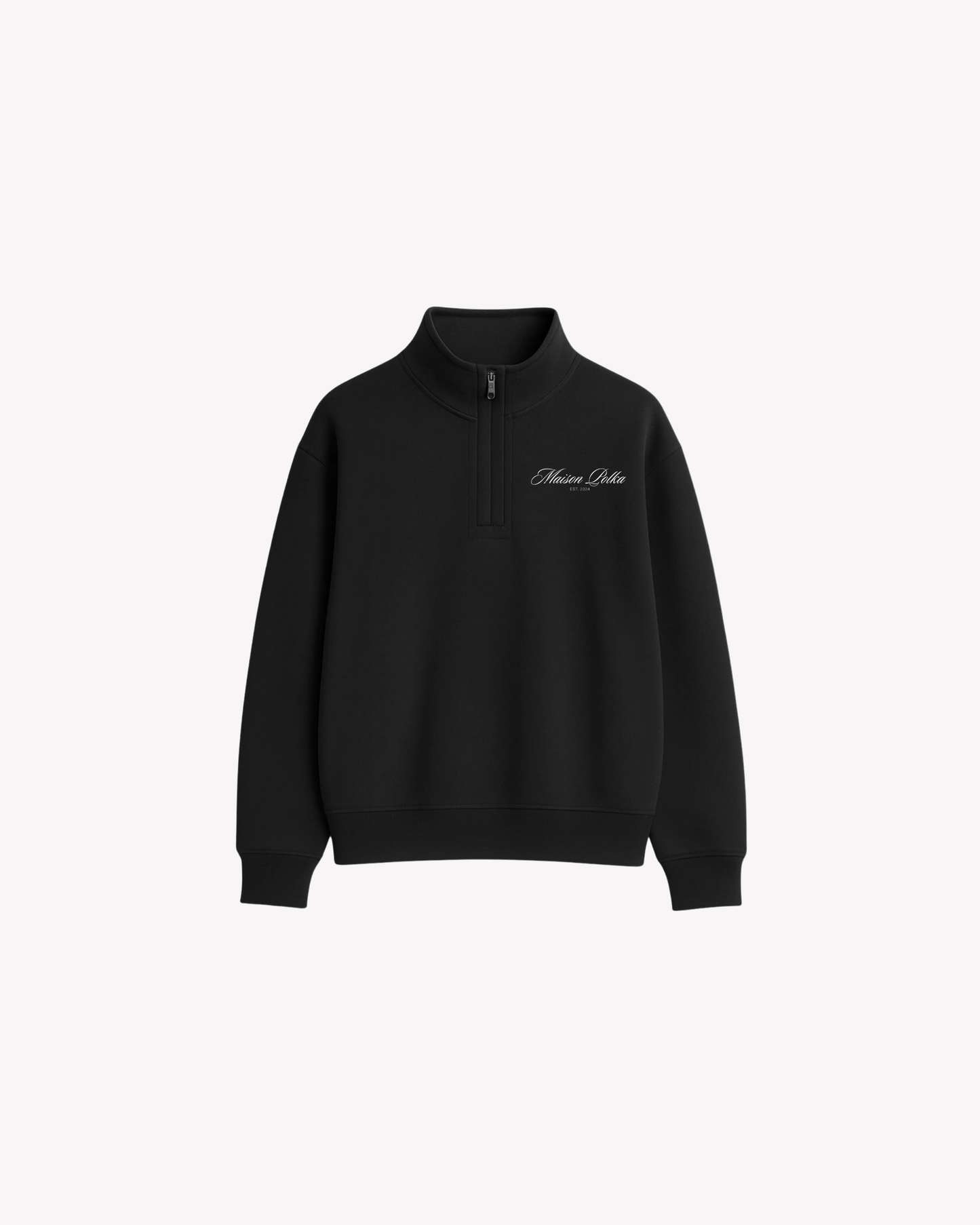 Maison Polka Logo Half-Zip Sweatshirt — Black