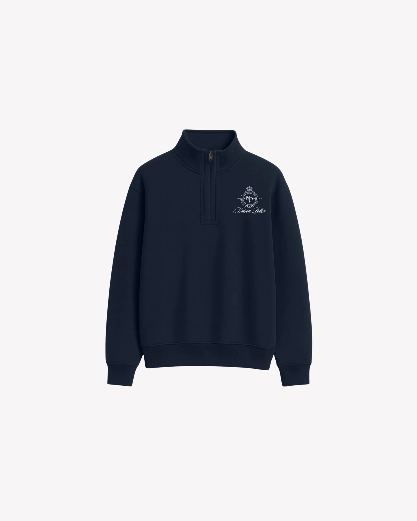 Maison Polka Emblem Half-Zip Sweatshirt — Navy
