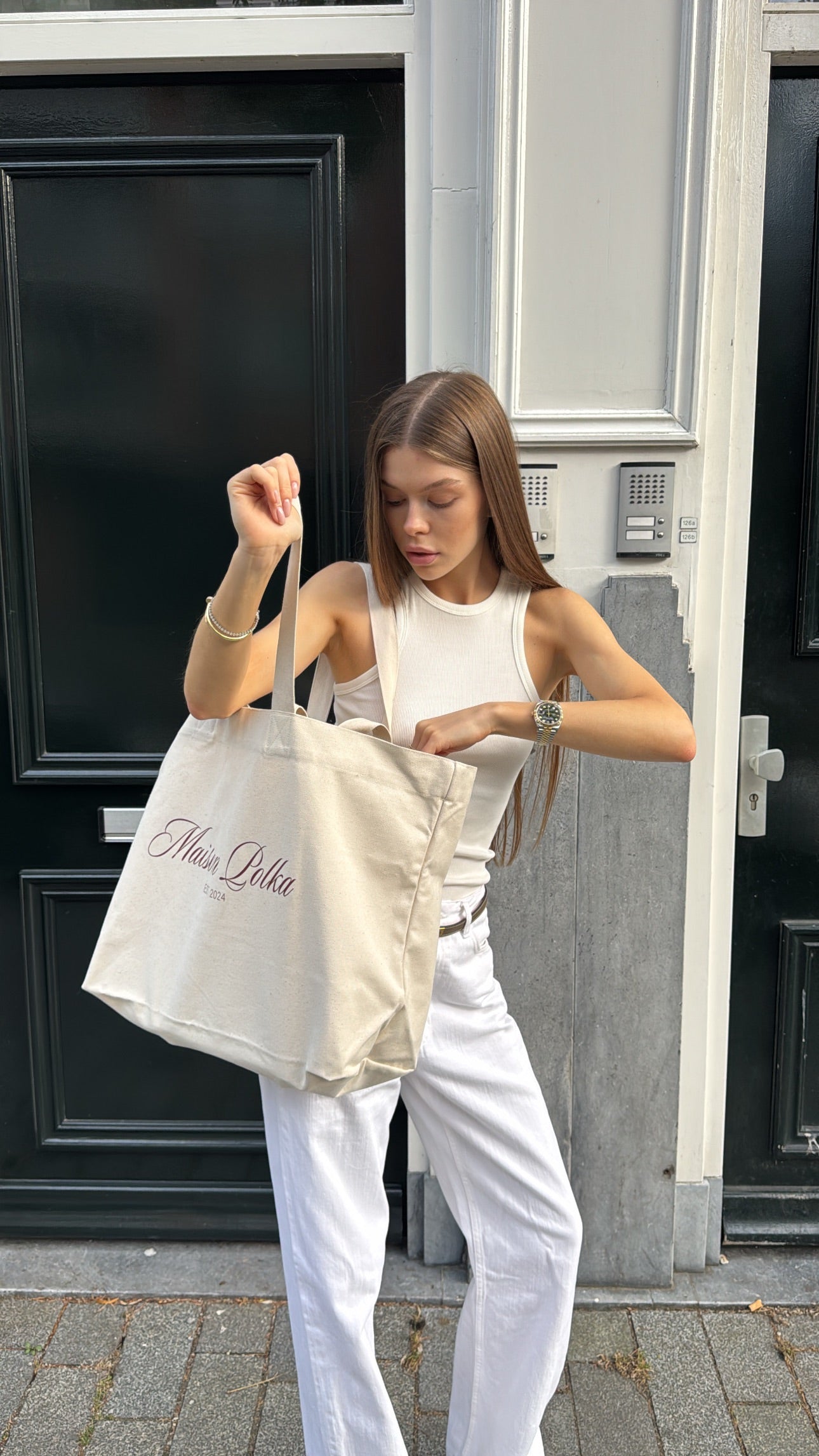 Maison Polka Shopper Bag - Cream