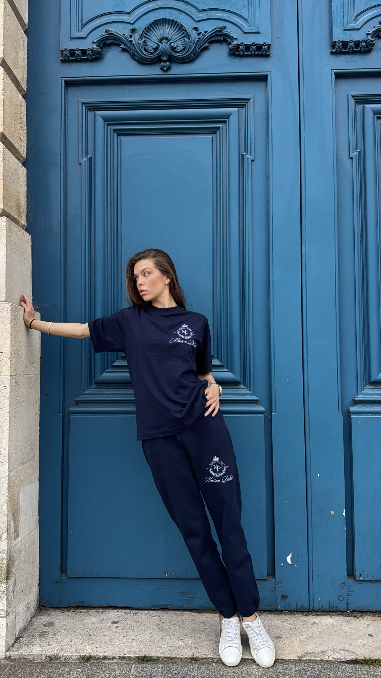 Maison Polka Emblem Sweatpants — Navy