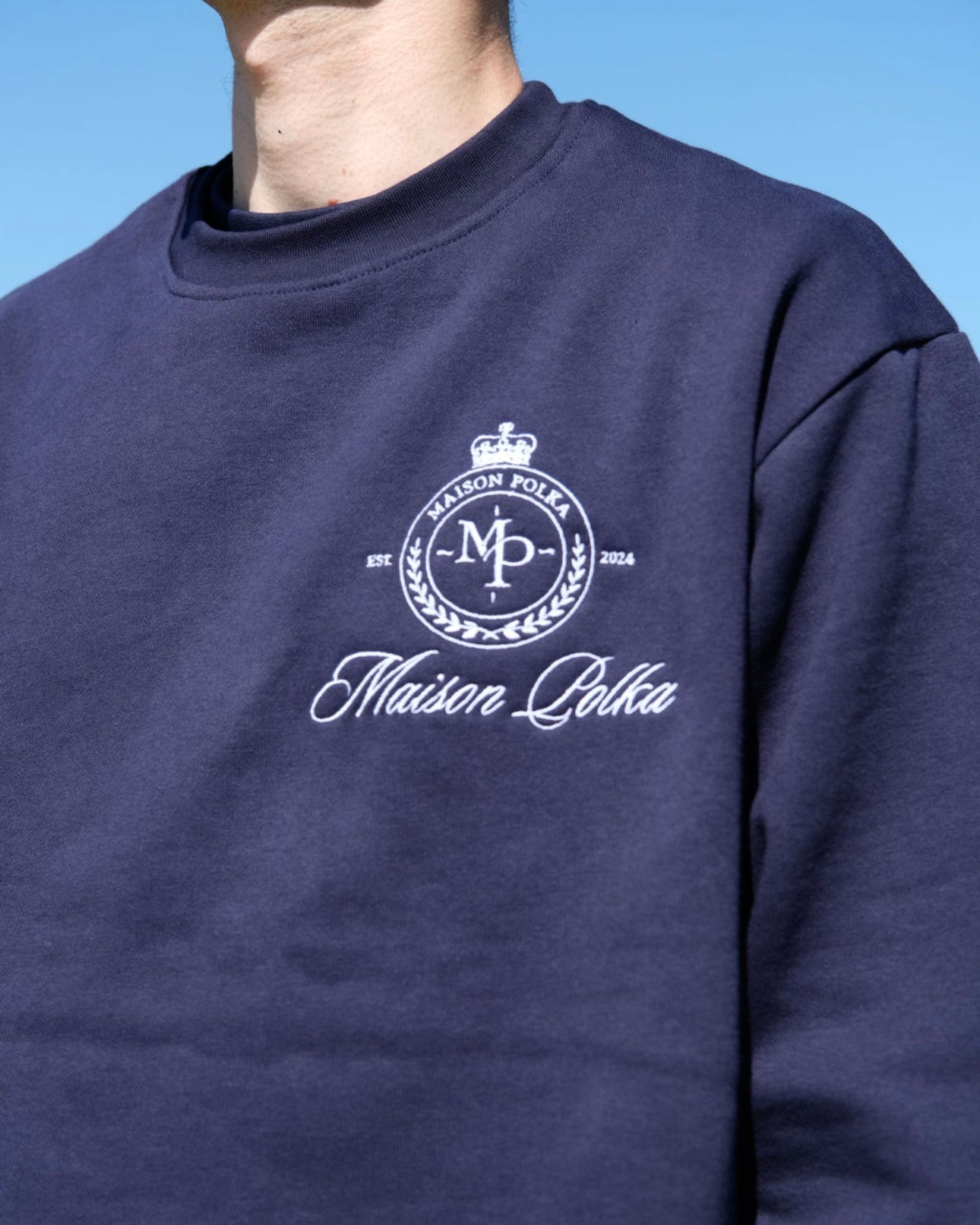 Maison Polka Emblem Crewneck — Navy