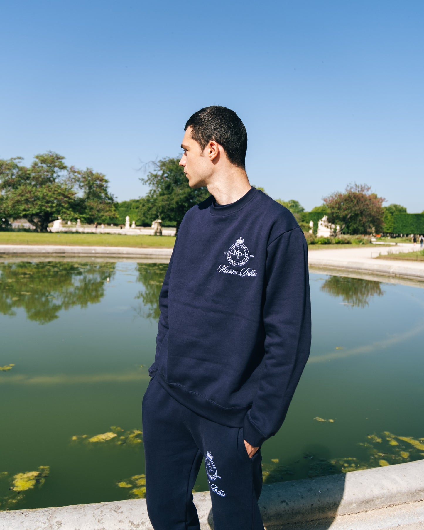 Maison Polka Emblem Crewneck — Navy