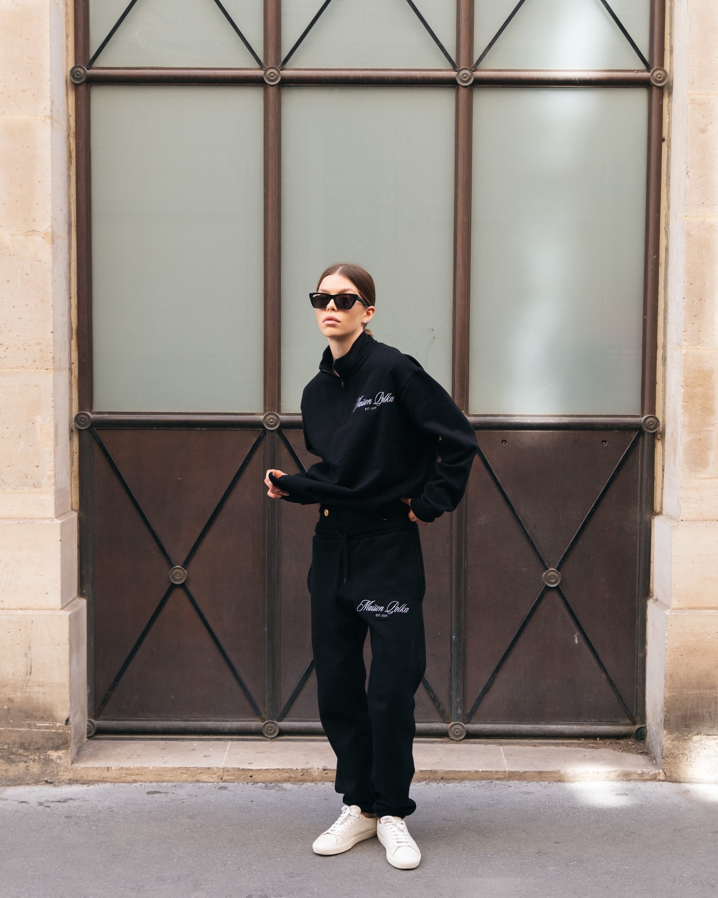 Maison Polka Logo Sweatpants — Black