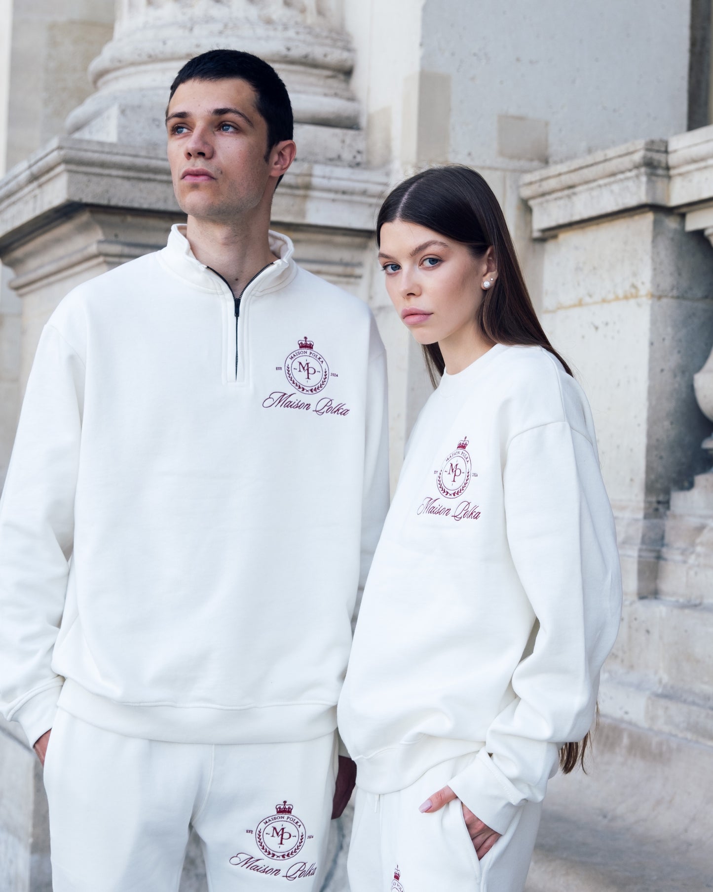 Maison Polka Emblem Crewneck — Cream